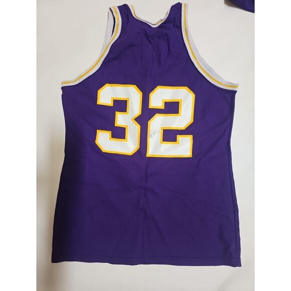 Vintage Magic Johnson 32 Sand Knit LA Lakers Jersey NBA Large - Picture 4 of 10